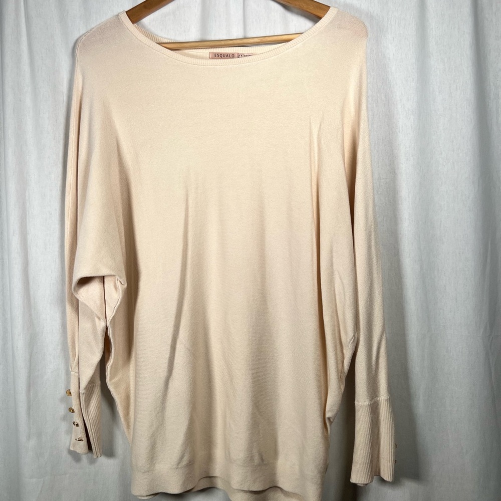 ESQUALO Cream Long Sleeve Top